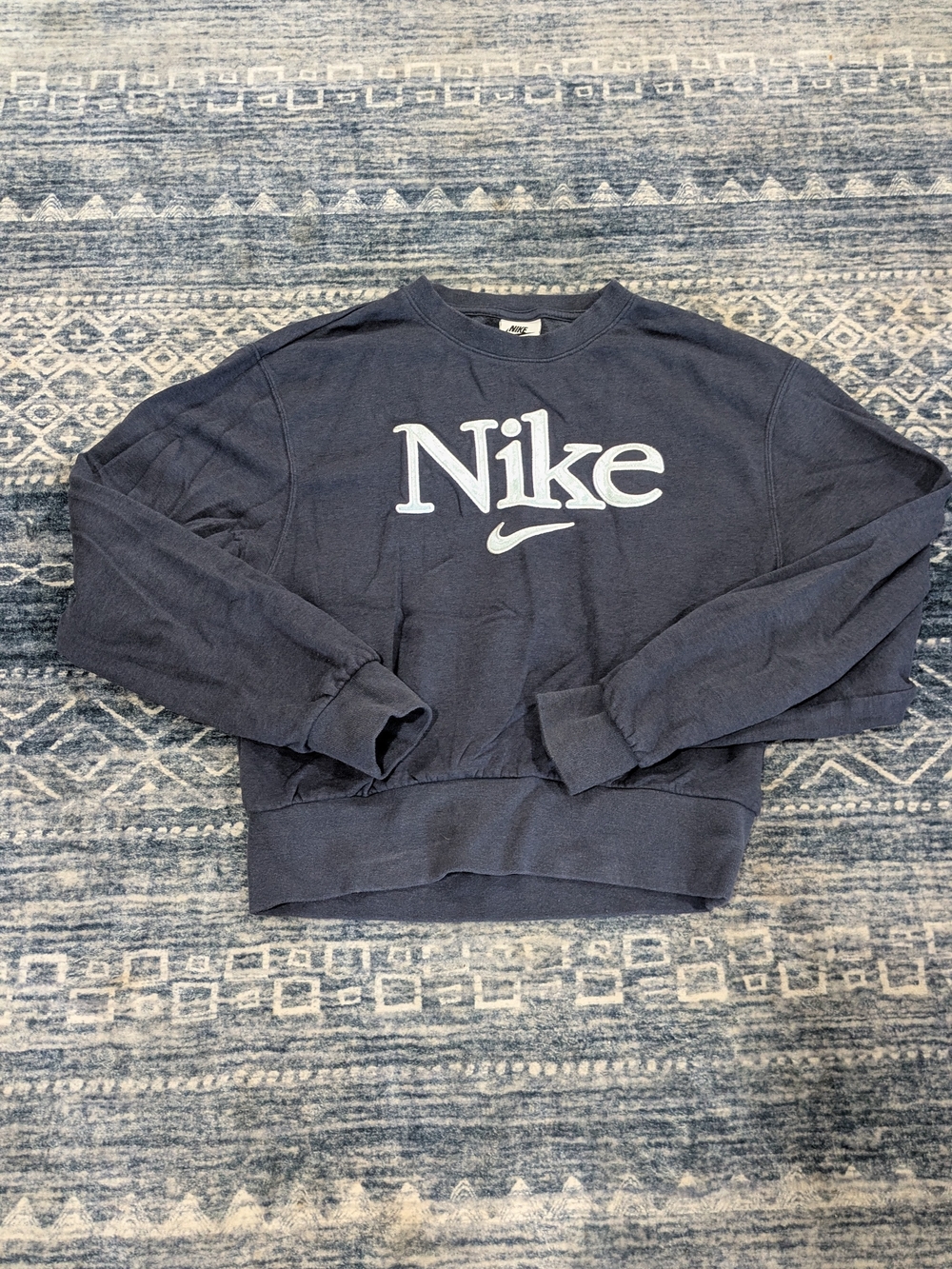Nike Navy Blue Crewneck Sweatshirt with Light Blue Logo